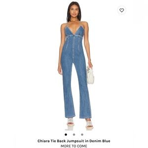 Chiara tie back jumpsuit in denim blue size small. Worn once